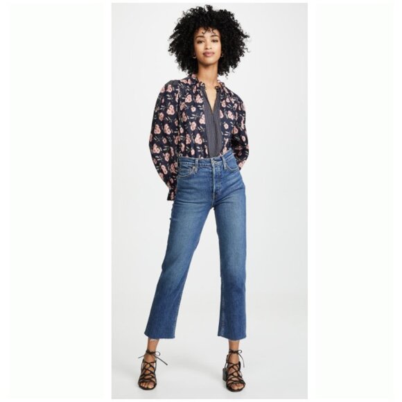 La Vie Rebecca Taylor 100% Cotton Adelle Floral Scarf Print Top - Picture 1 of 8